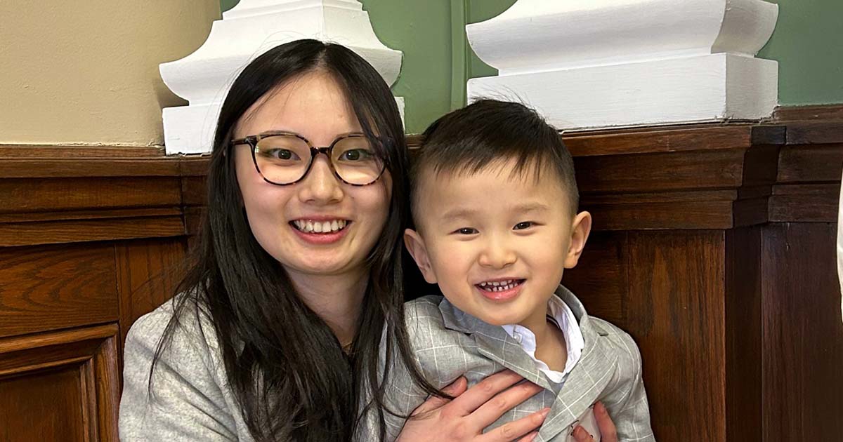 Anna Wang and her son