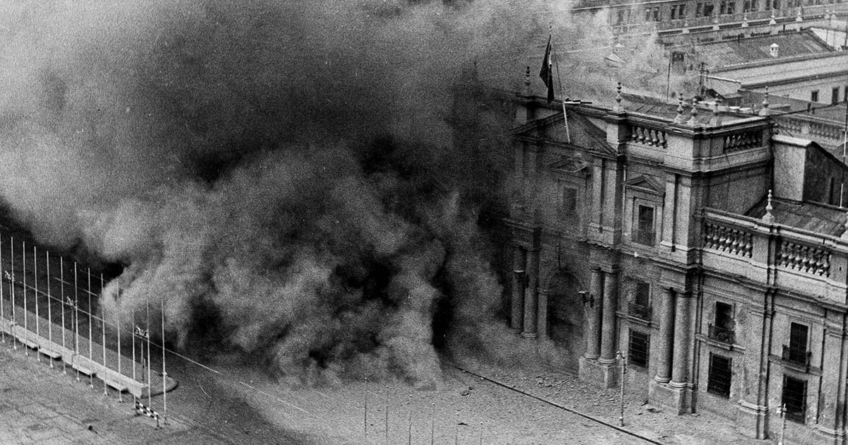 The presidential palace in Santiago, Chile was bombed on Sept. 11, 1973