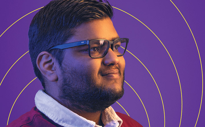 A student looks off to the right