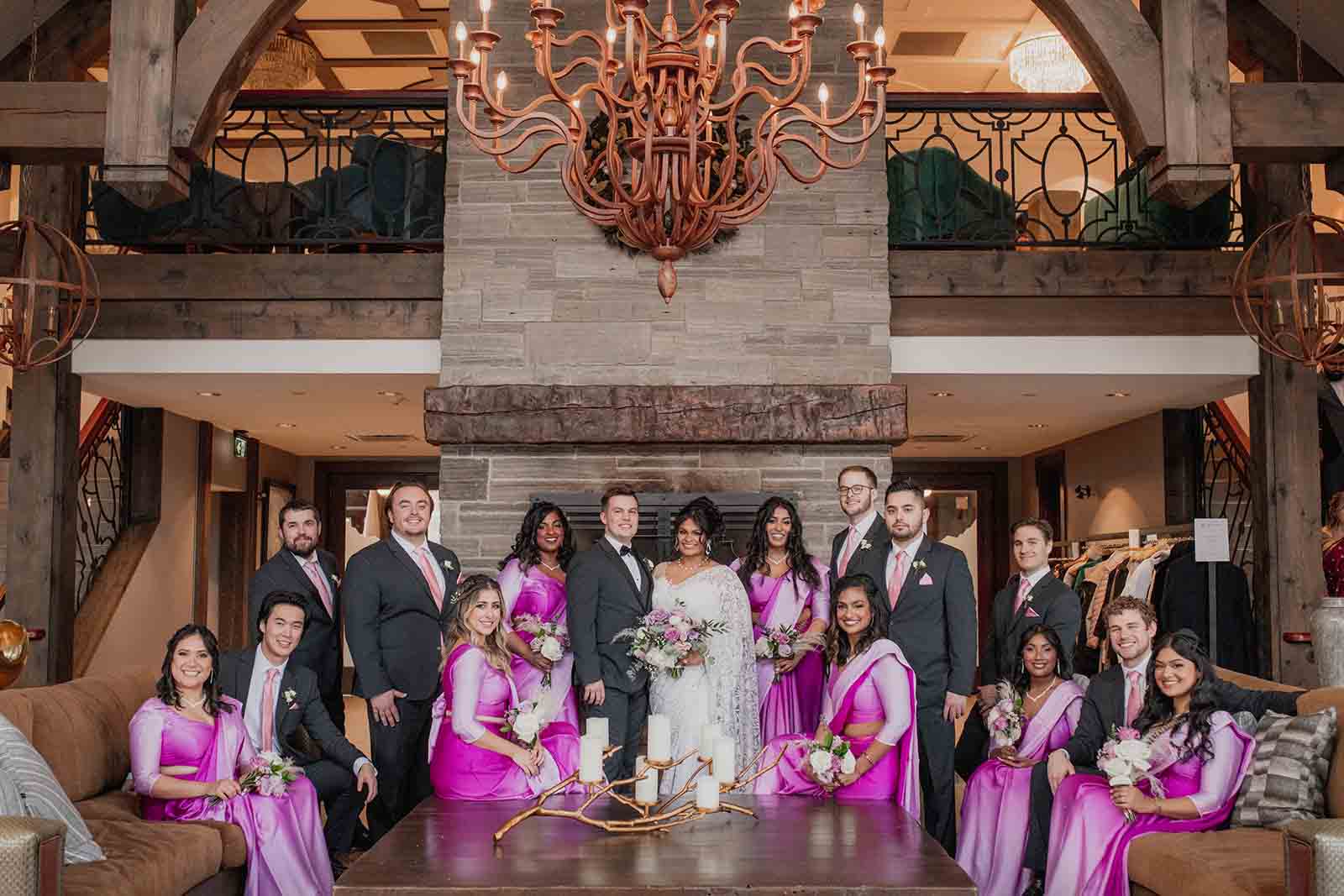 Reshel Perera, the groom and wedding party