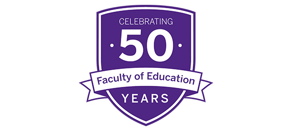 A logo that celebrates the 50th anniversary of the Faculty of Education.