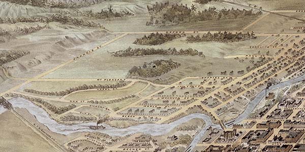 Map detail from 1893 shows the unpopulated area above the Forks of the Thames and south of Oxford Street that would become known as Oxford Park in 1901.  Courtesy of Western Archives.