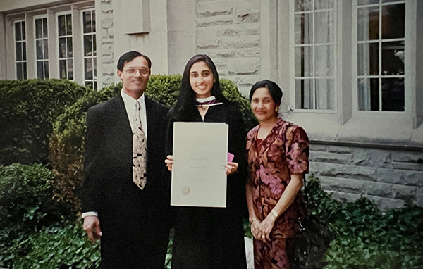Manisha parents Manisha at graduation with her parents